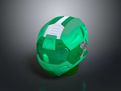 Weapon Equipment Green Tactical Helmet With White Accents And Modern Protective Design Features 3d model