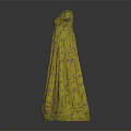 Elegant Yellow Floral Long Dress With Puffed Sleeves And Square Neckline