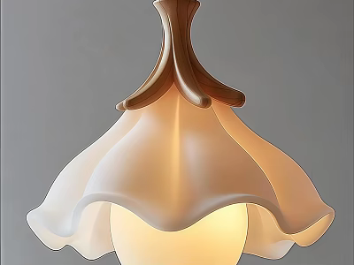 Elegant Modern Chandelier With White Petal Shaped Lampshade And Brown Top Structure For Home Decor 3d model