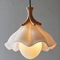 Elegant Modern Chandelier With White Petal Shaped Lampshade And Brown Top Structure For Home Decor