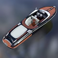 Elegant Luxury Speedboat Featuring Wooden Trim White Deck And Cockpit Seats