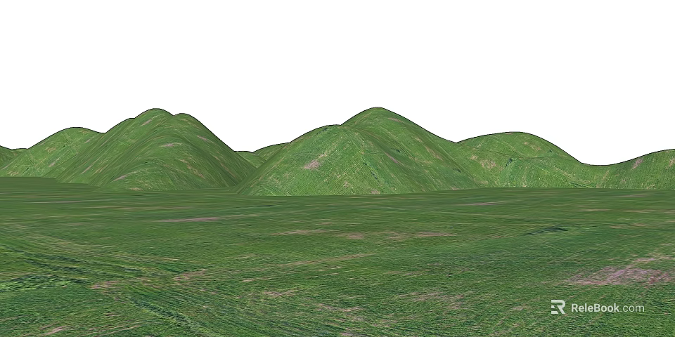 Beautiful Park Landscape Featuring Lush Green Meadow And Rolling Hills 3d model 