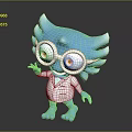 Blue Cartoon Game Movie Character With Large Glasses White Coat And Winged Head