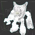 Golden Robot Character with Mechanical Structure Horns and Metallic Texture Design