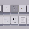 Modern White And Gray Switch Panels With Various Types USB Ports And Power Outlets