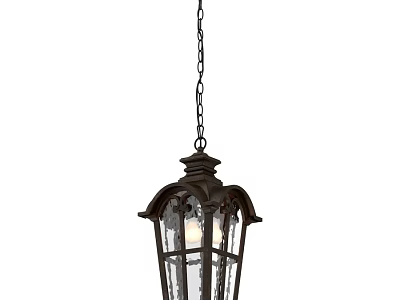 Outdoor Hanging Lantern With Black Metal Frame And Glass Shade 3d model