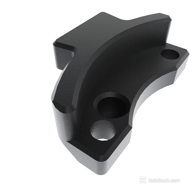 Black Precision Engineered Metal Mechanical Part With Curved Structure And Mounting Holes 3d model 