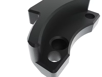 Black Precision Engineered Metal Mechanical Part With Curved Structure And Mounting Holes 3d model