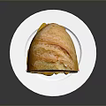 Tasty Sandwich With Pink Filling Yellow Sauce Served On White Plate