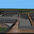 Modern School Building with Green Roofs Track and Field Sports Courts and Surrounding Trees