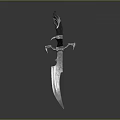 Ornate Decorative Dagger With Intricate Handle And Textured Blade Design