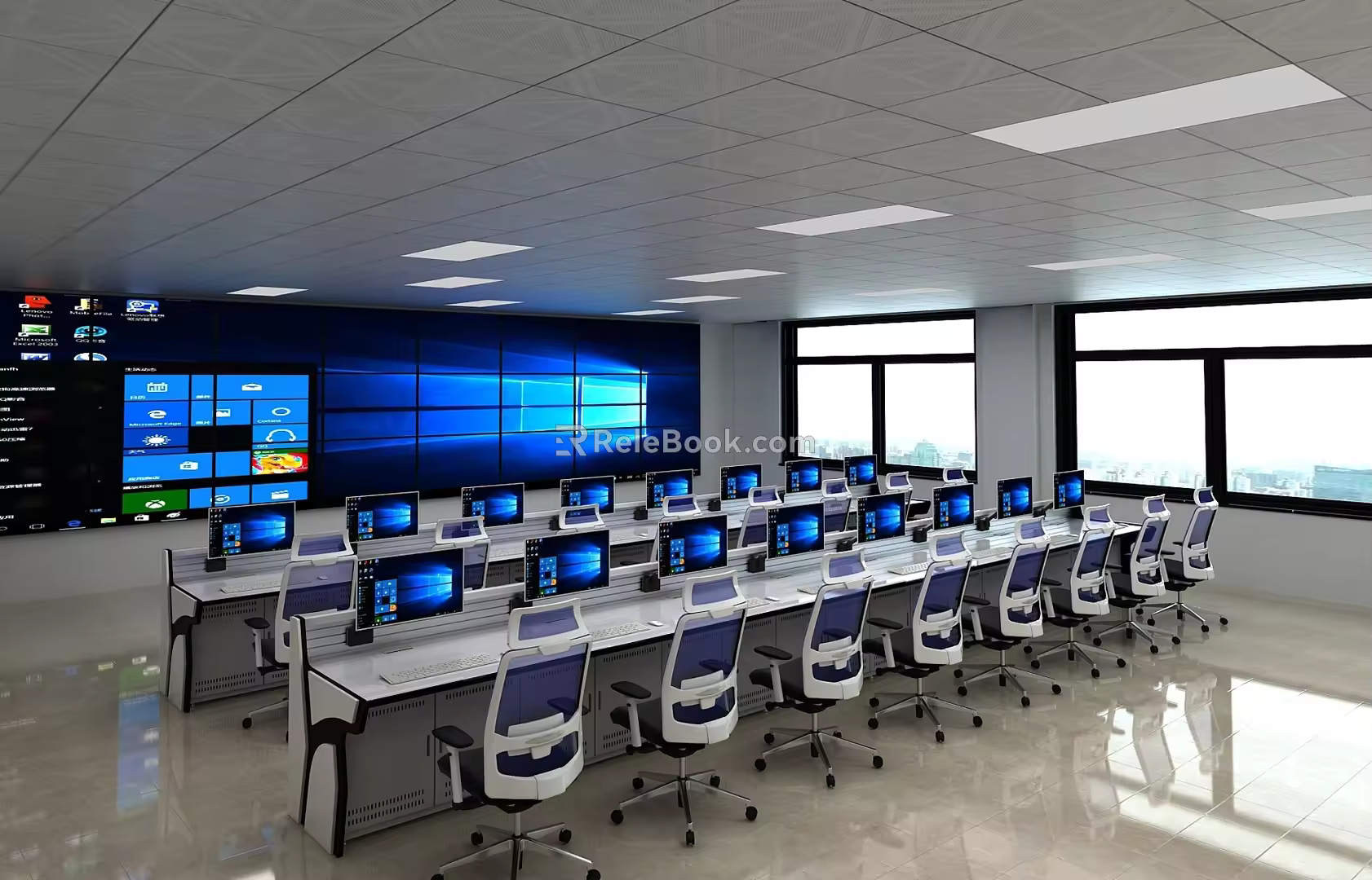 Command Center Multimedia Hall Intelligent Console Industrial Operation Desk High-tech Sense Booth Security Traffic Fire Monitoring Desk Single-link Double-link Three-link Stainless Steel Dispatching Computer Desk 3d model