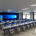 Command Center Multimedia Hall Intelligent Console Industrial Operation Desk High-tech Sense Booth Security Traffic Fire Monitoring Desk Single-link Double-link Three-link Stainless Steel Dispatching Computer Desk 3d model