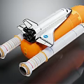 Detailed Space Shuttle Rocket Model With Orange Fuel Tank And White Boosters