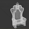 Royal Style Armchair with Crown Decoration Red Cushion and Carved Wooden Frame