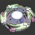 Purple Geometric Spinning Toy With Symmetrical Blades And Circular Base