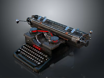 Vintage Mechanical Typewriter With Classic Design And Metal Keyboard Components 3d model
