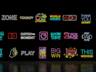 Colorful Neon Decorative Lights With Various Text Designs For Entertainment And Events 3d model