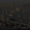 Various Bamboo Fence Structures Design Elements With Different Shapes And Sizes