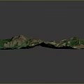 3D Mountainous Terrain Model With Green Vegetation And Topographic Features