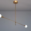 Modern Golden Chandelier With Branching Arms And Spherical White Bulbs For Contemporary Spaces
