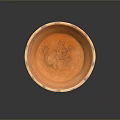 Orange Ceramic Bowl With Three Short Legs And Smooth Textured Surface 3d model