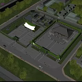 Ancient Chinese Architecture Aerial View of Traditional Courtyard with Green Roofs and Open Plaza