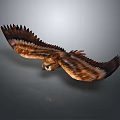 Majestic Eagle Flying with Outstretched Brown Feathers Against Gray Gradient Background 3d model