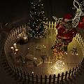 Christmas Decorative Ornament Set With Tree Santa Gift Boxes Candles Fairy Lights And Picket Fence