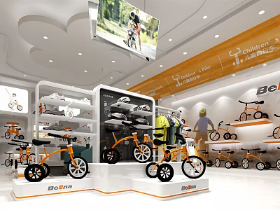 ECOCRO Bicycle Specialty Store Modern Interior With Display Racks TV Screen And Bikes 3d model