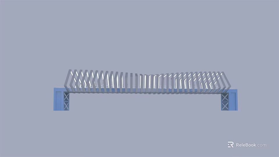 Modern Metal Bridge With Lattice Design And Blue Support Pillars 3d model 