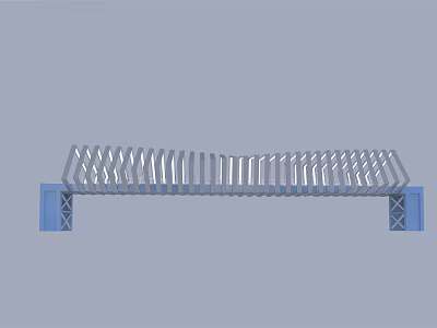Modern Metal Bridge With Lattice Design And Blue Support Pillars 3d model