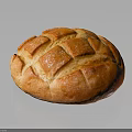 Fresh Baked Bread With Golden Lattice Pattern And Shiny Crust On Black Surface