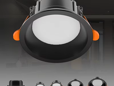 Modern Black and Orange Downlights Spotlights Ceiling Mounted LED Lighting Fixtures 3d model