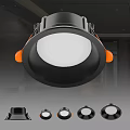 Modern Black and Orange Downlights Spotlights Ceiling Mounted LED Lighting Fixtures