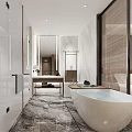 Modern Hotel Guest Room With King Bed Work Desk Laptop TV And Wall Art