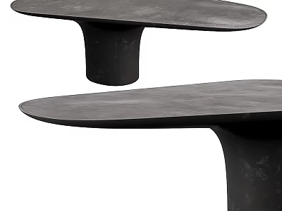 Modern Black Dining Table With Unique Cylindrical Legs And Oval Matte Top 3d model