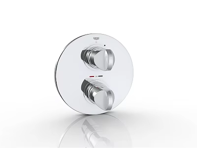 Modern Round Switch Panel With Dual Chrome Knobs For Home Installation 3d model