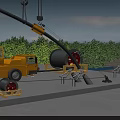 Yellow Industrial Crane With Heavy Duty Reel And Machinery Components