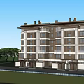 Modern Multi Storey Residential Building Exterior With Symmetrical Design And Balconies
