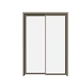Modern Sliding Door Design With Double Glass Panels And Metal Frame
