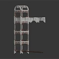 Industrial Railroad Tower Structure With Multi Level Platform And Railroad Track