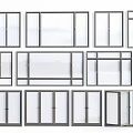 Various Modern Window Designs With Different Frame Styles And Sizes 3d model
