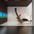 Modern Theater Interior With Large Screen Black Floor And Red Carpet Areas