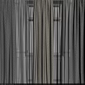 Gray Patterned Curtains With Sheer White Panels For Home Window Decor 3d model