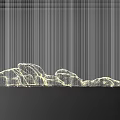 Modern Artistic Rock Shaped Chandelier With White Metal Lines Design Feature