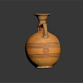 Hand Carved Ceramic Vase With Two Handles And Spiral Linear Patterns
