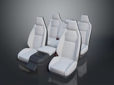 White Leather Public Chairs In Modern Design For Vehicle Seating With Multiple Units 3d model