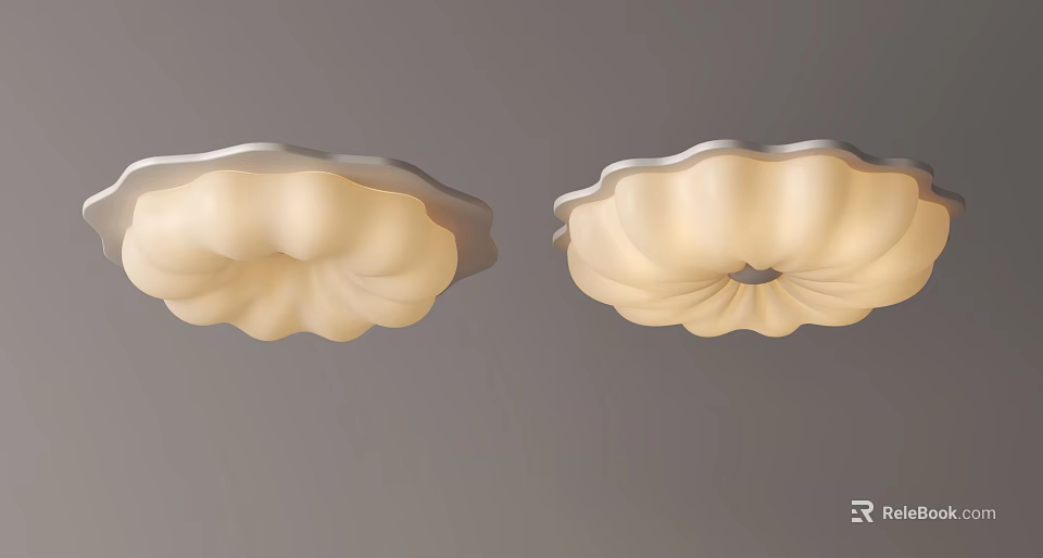 Modern White Ceiling Lights With Curved Wave Design And Soft Warm Glow 3d model