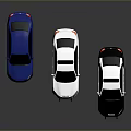White And Black Police Cars With Blue Vehicle On Gray Background